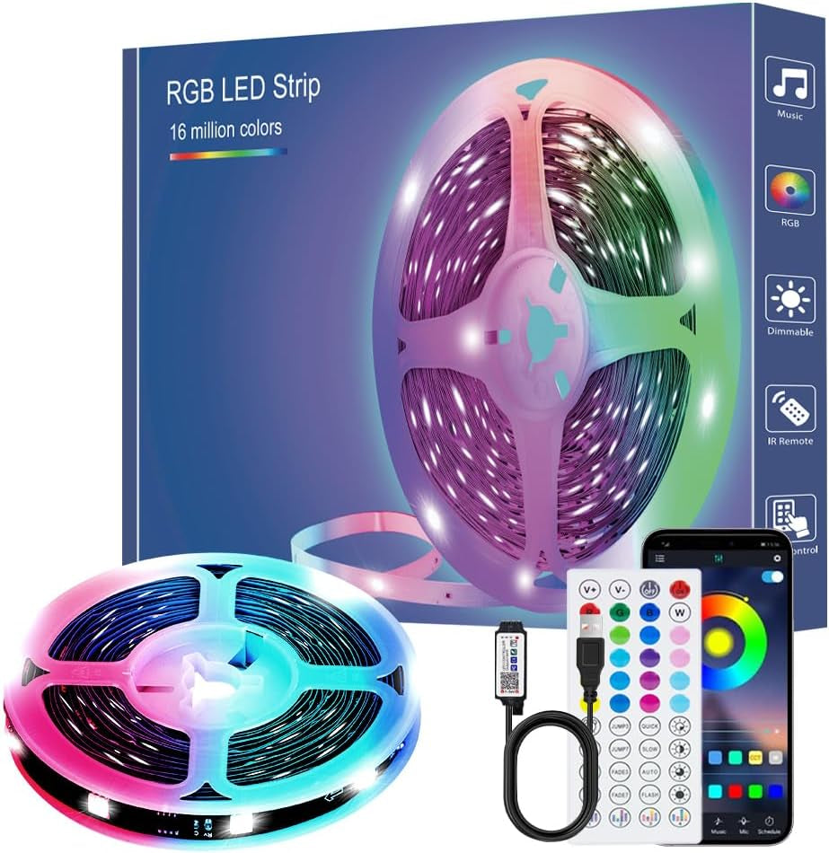 TK99SW LED Strip Light 2M, Led Lights with Smart App Control Remote, Music Sync Color Changing, 5050 RGB DIY Color Changing LED Strip Lights, TV Backlights for Bedroom, PC, Kitchen,Party