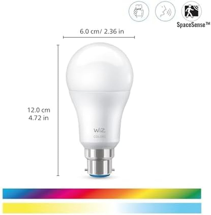 Wiz Smart Colour Bulb, A60, 8.5W, Colour, Motion Sensor with App, Connected Wifi Works with Alexa, Google Assistant & Homekit, App Control for Home Indoor Lighting, Bedroom, Energy Monitoring