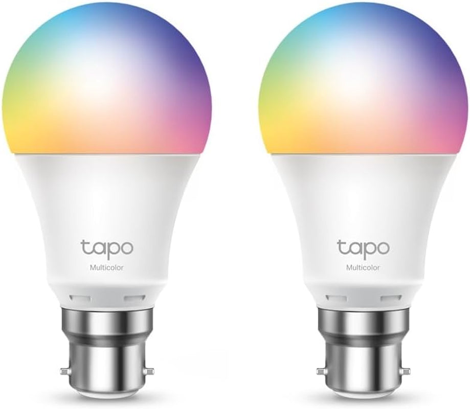 Tapo Smart Bulb, Smart Wi-Fi LED Light, B22, 60W, Energy Saving, Works with Amazon Alexa and Google Home, Colour-Changeable, No Hub Required Tapo L530B(2-Pack)[Energy Class F], Multicolor