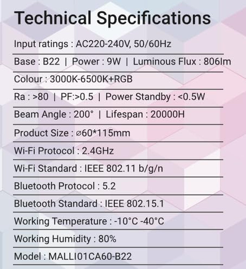 Samraj Technologies MALLI Smart LED Light Bulb Made with Matter for Color and White Temperature Control, Works with Matter Home Systems, Brightness and Color Adjustable(Needs Hub)