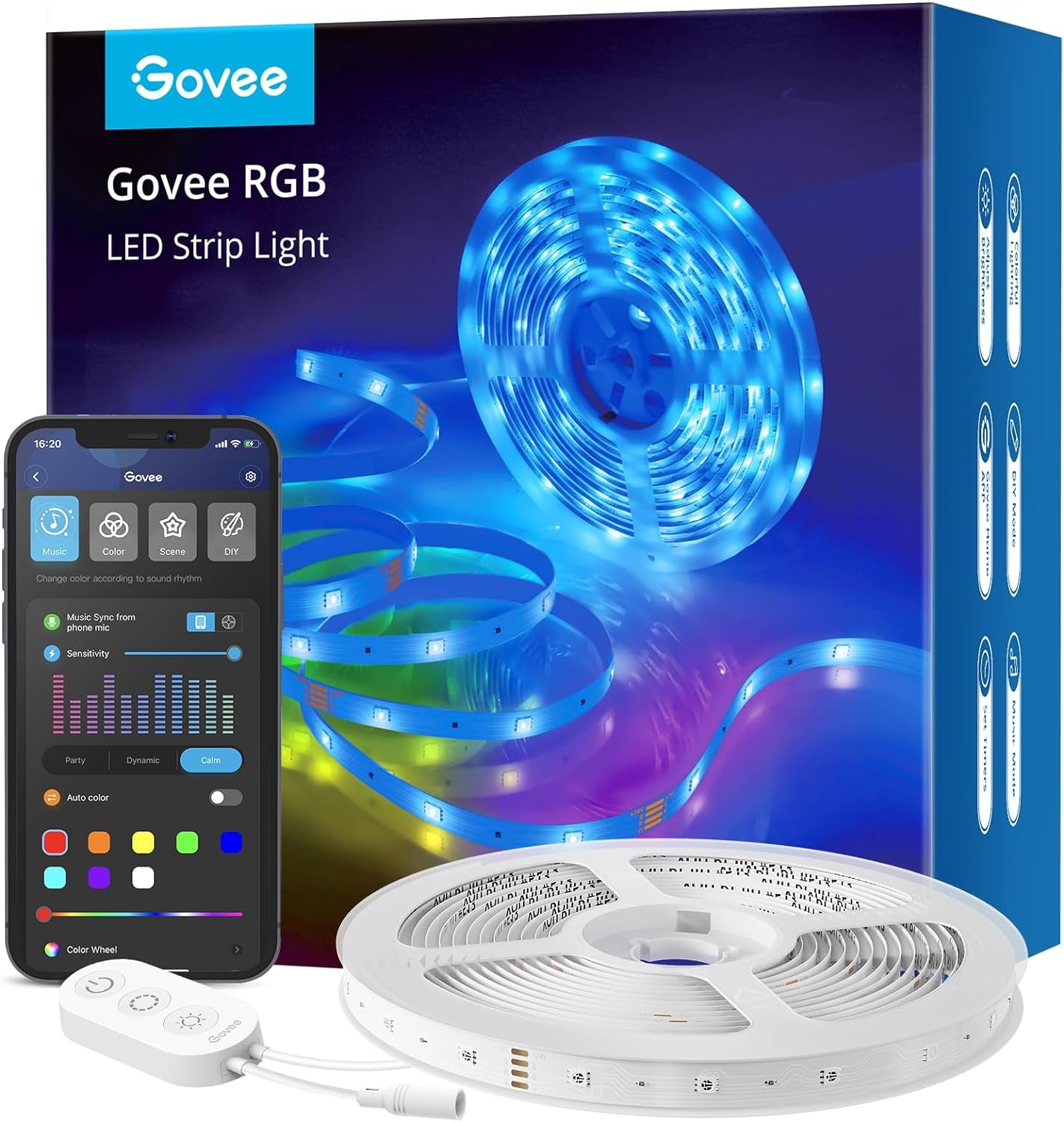 Govee Wifi LED Strip Light 5M, Smart RGB Strip, App Control, Works with Alexa and Google Assistant, Music Sync, LED Lights for Bedroom, TV, Party