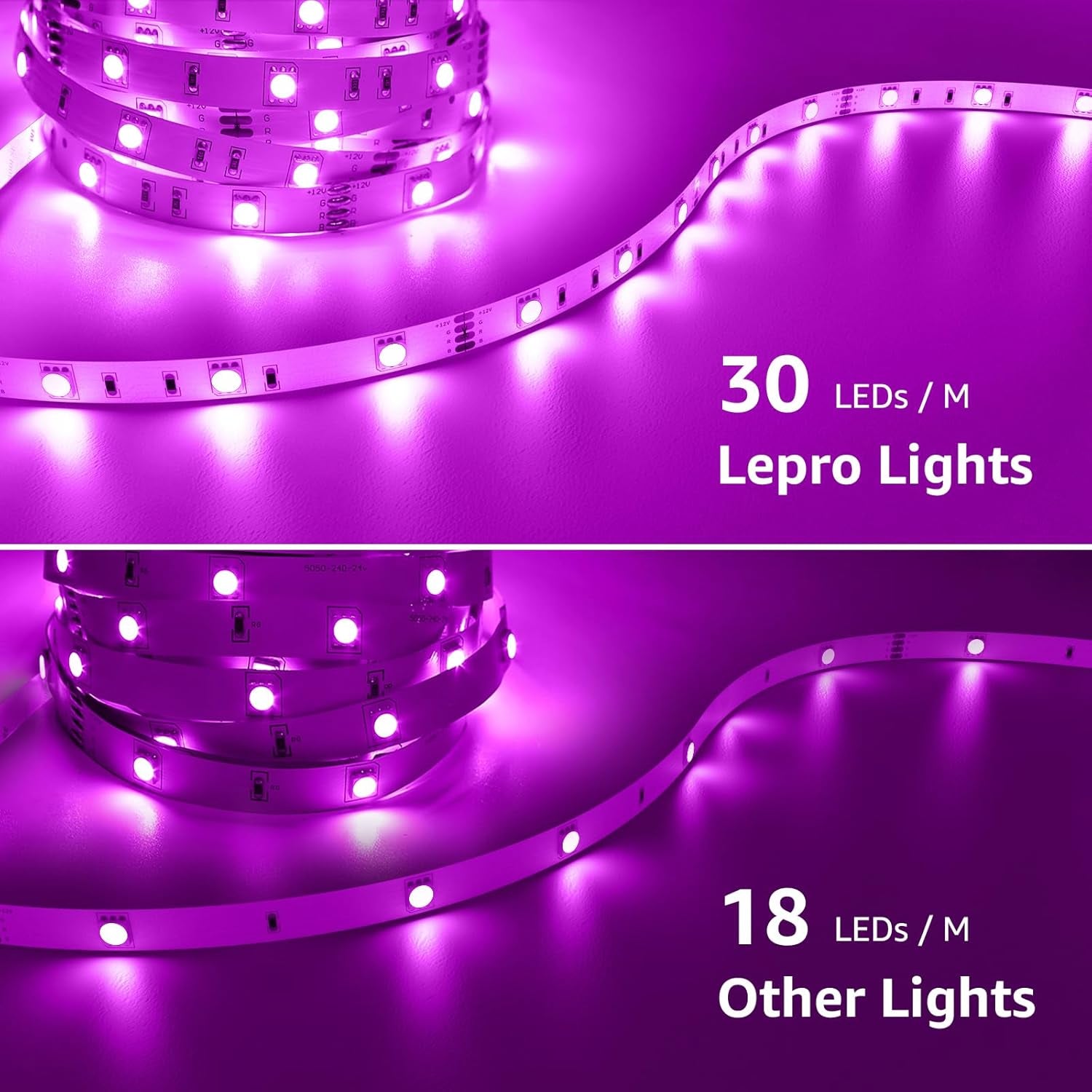 Lepro Alexa LED Strip Light 5M, Smart Wifi APP Control, Work with Alexa and Google Assistant, RGB Colour Changing LED Lights for Bedroom, Living Room, TV, Party (2.4Ghz Wifi Only)